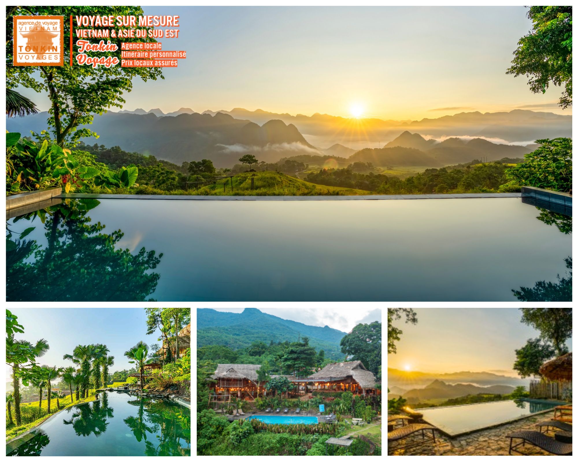 Les plus belles piscines du Vietnam Piscine &agrave; d&eacute;bordement face aux rizi&egrave;res &agrave; Pu Luong